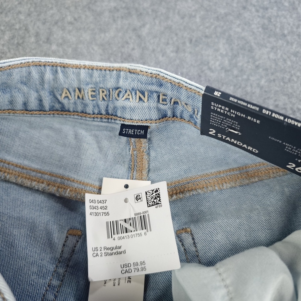 American Eagle Dreamy Drape Baggy Wide Leg Jeans Women's 2 Light Wash NWT - Picture 6 of 13